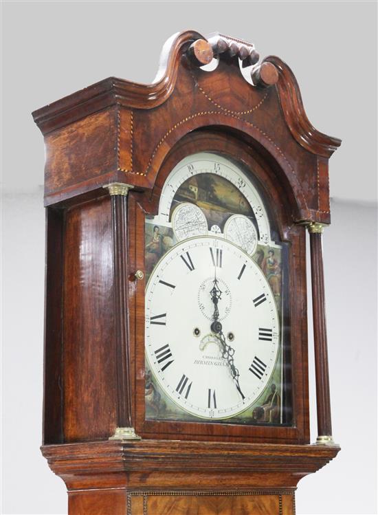 Crossley of Birmingham. An early 19th century inlaid mahogany and oak eight day longcase clock, 7ft 8in.